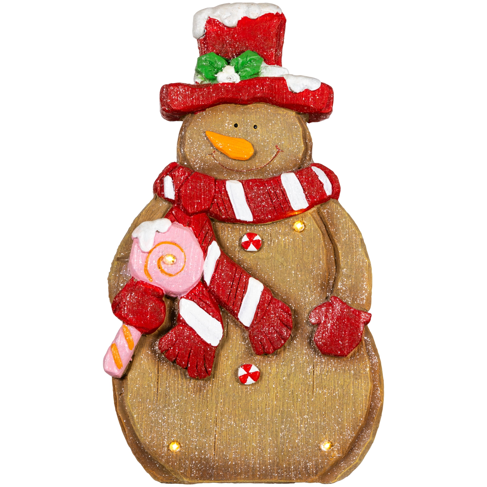 Northlight LED Lighted Gingerbread Snowman with Lollipop Christmas Figure - 15.5"