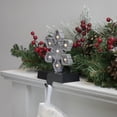 thumbnail image 1 of Northlight LED Lighted Glittered Snowflake Christmas Stocking Holder - 6.5" - Silver, 1 of 4