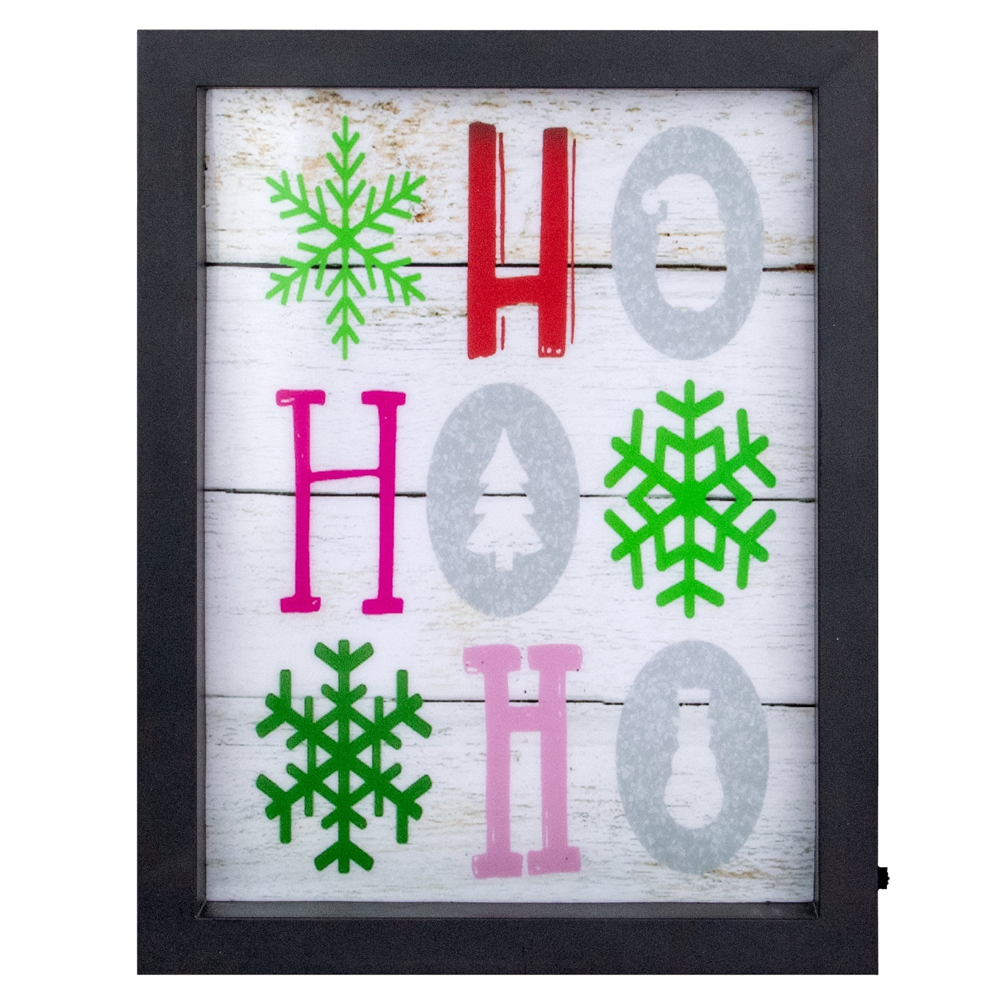 Black Framed LED Lighted Christmas Wall Art with Snowflakes - 9"