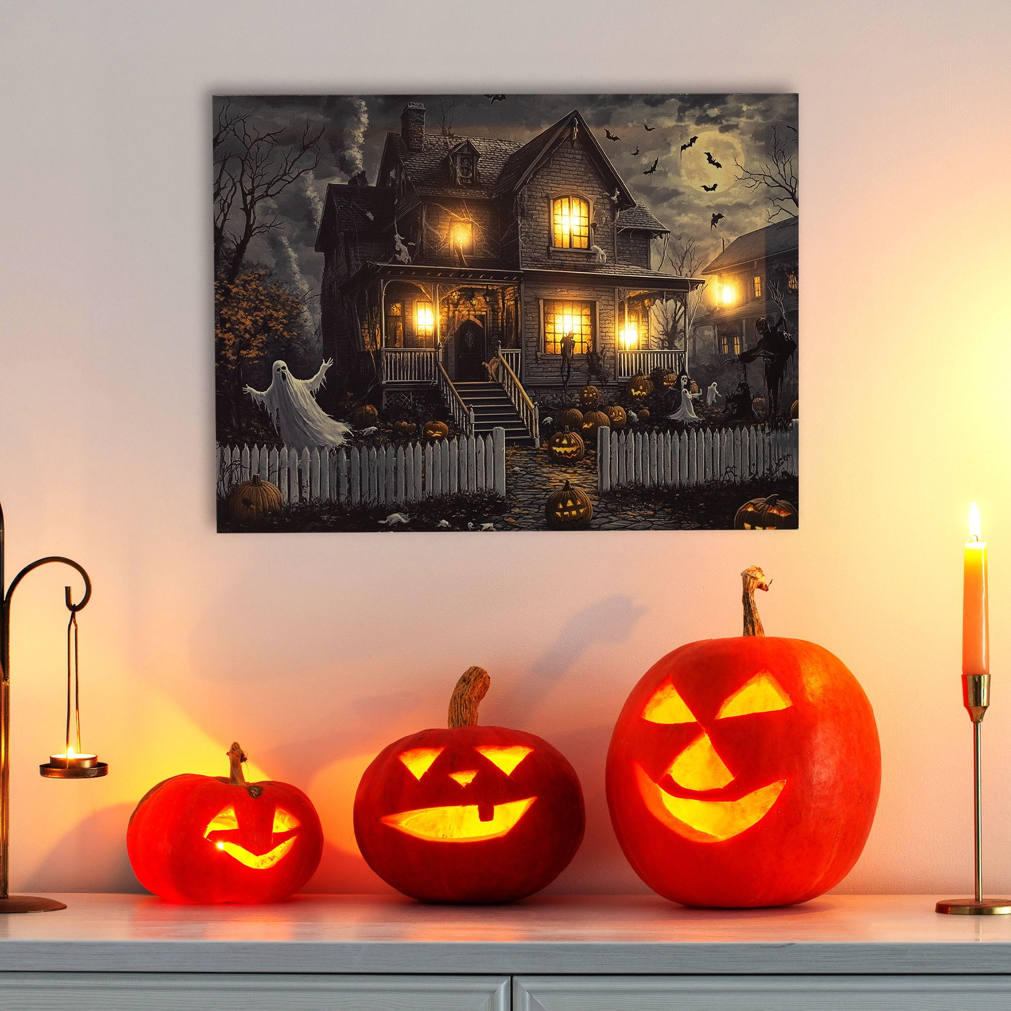Northlight LED Lighted Haunted House Halloween Canvas Wall Art - 15.75 ...