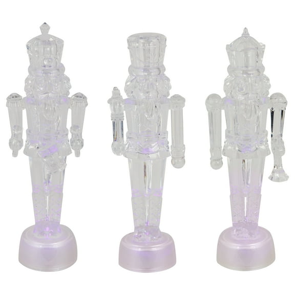 Northlight LED Lighted Icy Crystal Nutcracker Christmas Figures - 7.5" - Multicolor Lights -Set of 3