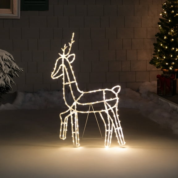 Northlight LED Lighted Icy Reindeer Christmas Yard Decoration - 34.25" Silver Wire - Warm White