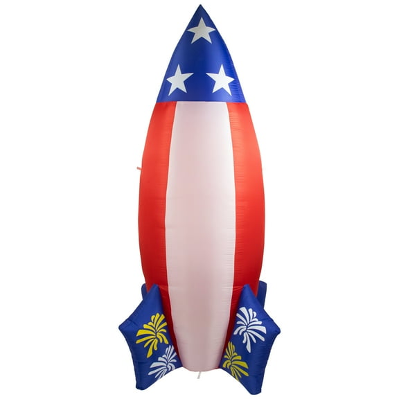 Northlight LED Lighted Inflatable Americana Rocket Outdoor Decoration - 8' - Clear Lights