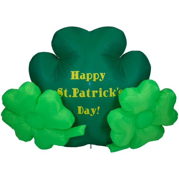 Northlight LED Lighted Inflatable Happy St. Patrick's Day Triple Shamrock Outdoor Decoration - 60"