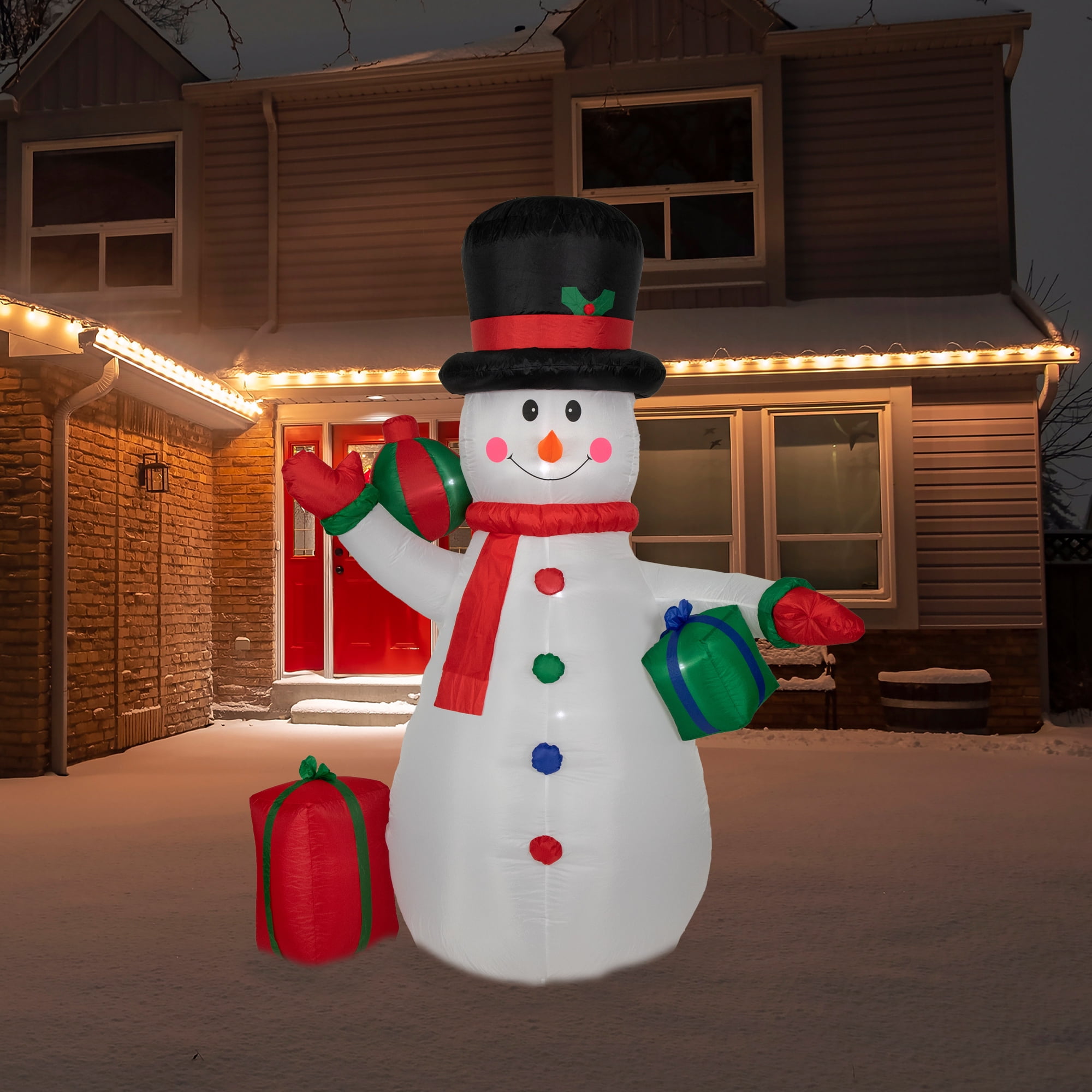 LED Lighted Inflatable Snowman with Gifts Outdoor Christmas Decoration - 8'