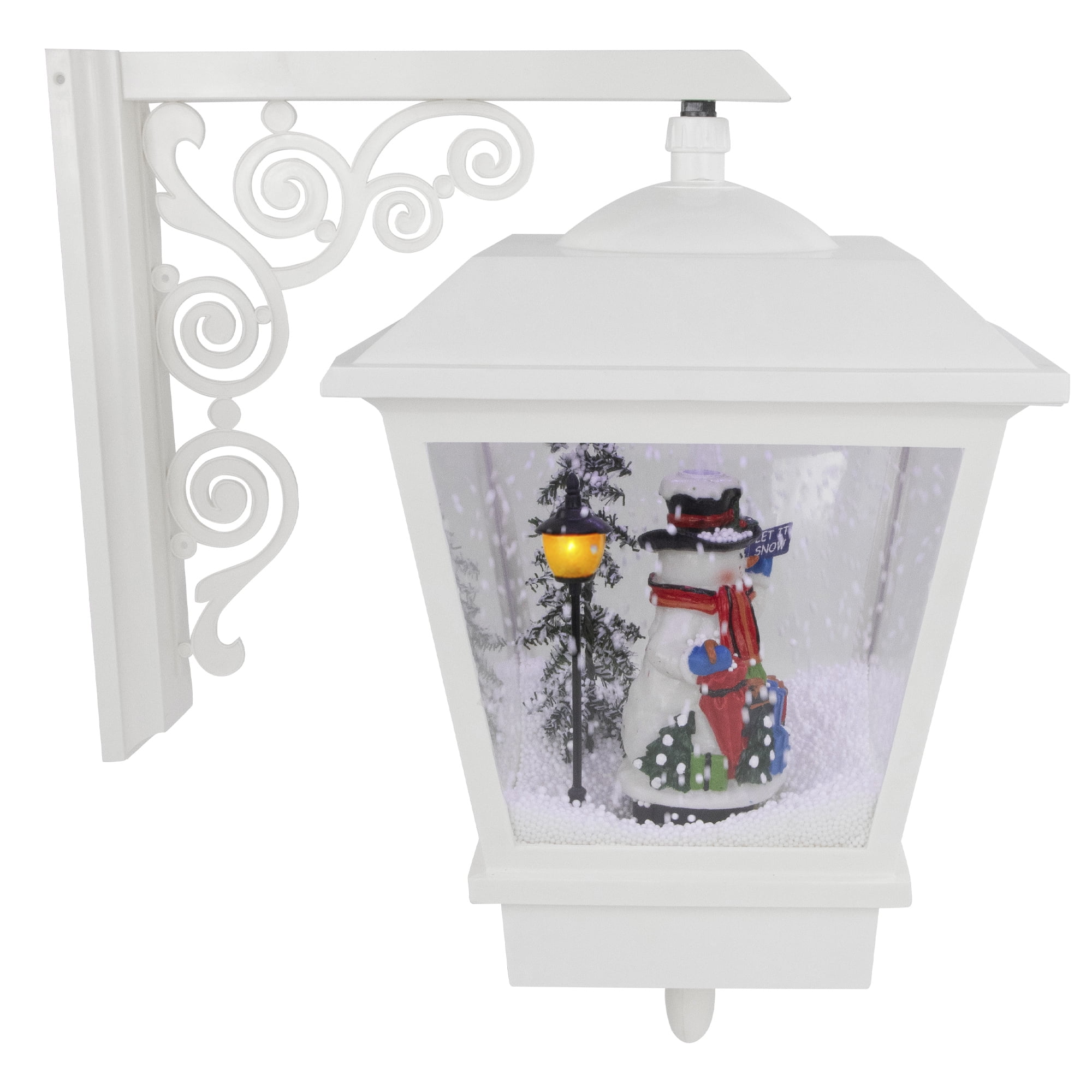 White LED Lighted Musical Snowman Christmas Street Lamp Decoration