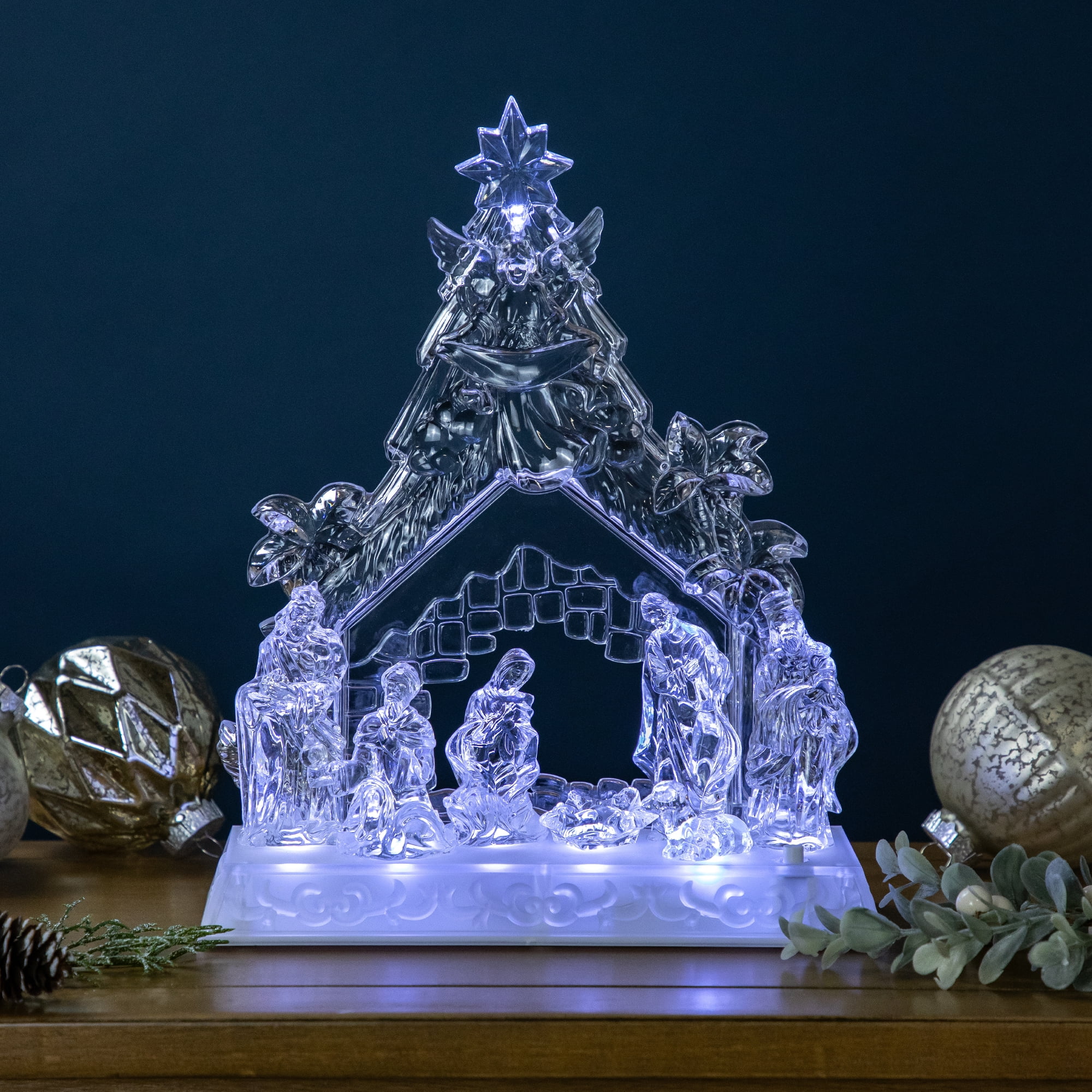 Northlight LED Lighted Nativity Scene in Stable Acrylic Christmas