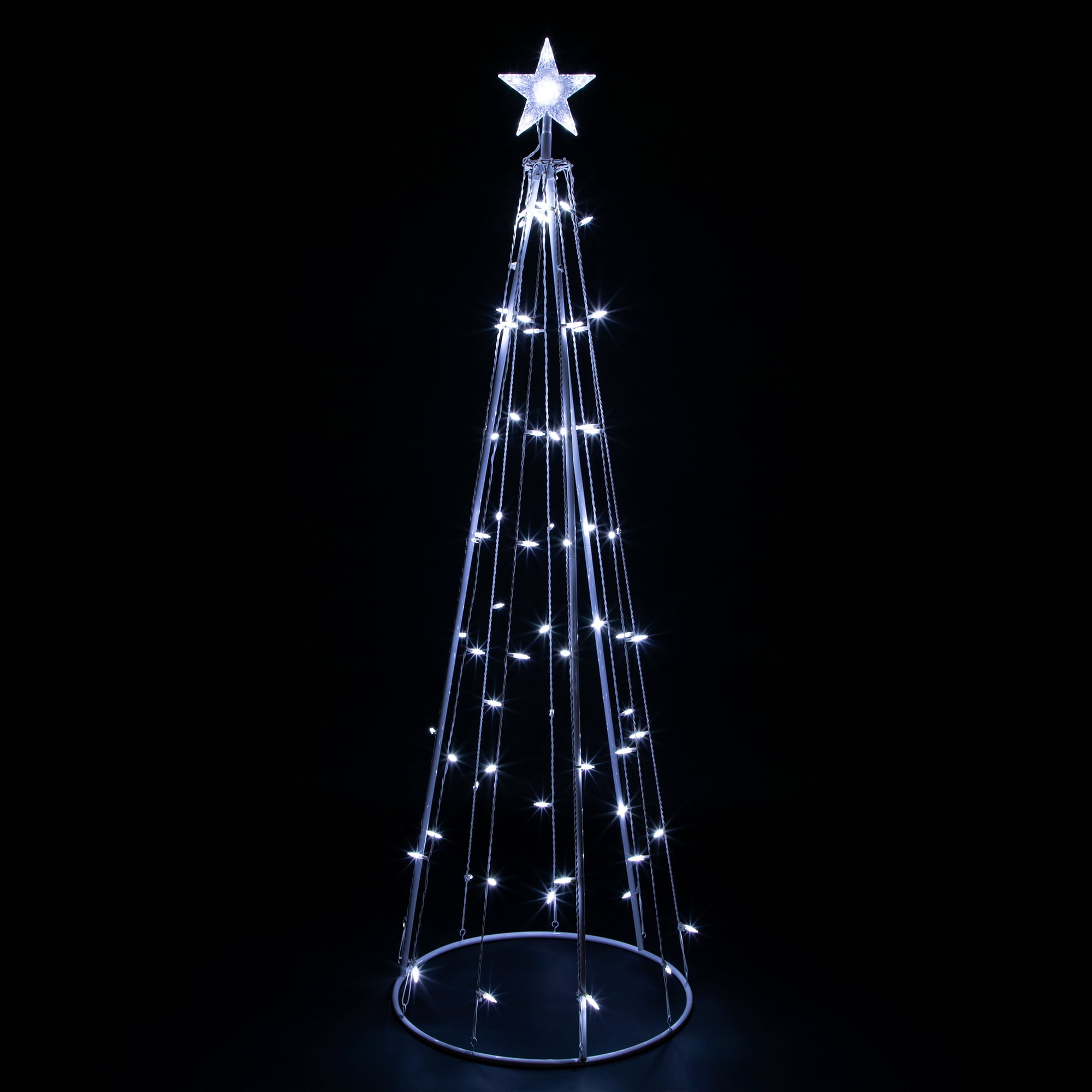 Pure White LED Lighted Cone Tree with Crystalline Star Topper