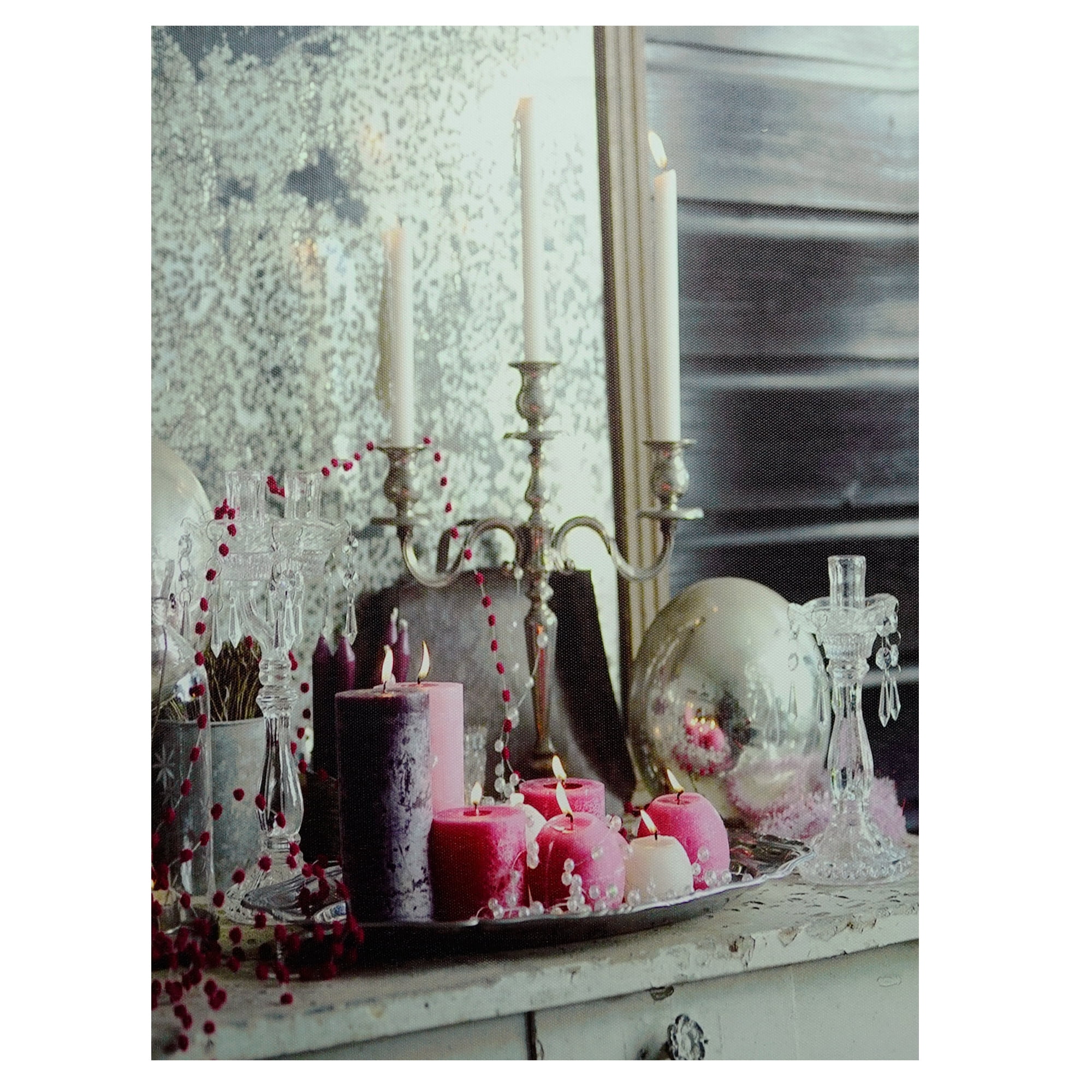 Northlight LED Lighted Regal Romance Candleabra Christmas Canvas Wall Art 15.75" x 12"