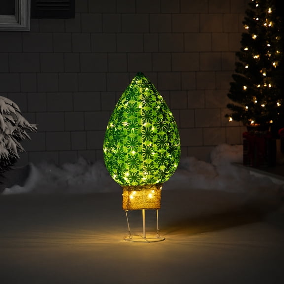 Northlight LED Lighted Retro Bulb Outdoor Christmas Decoration - 32" - Warm White - Green