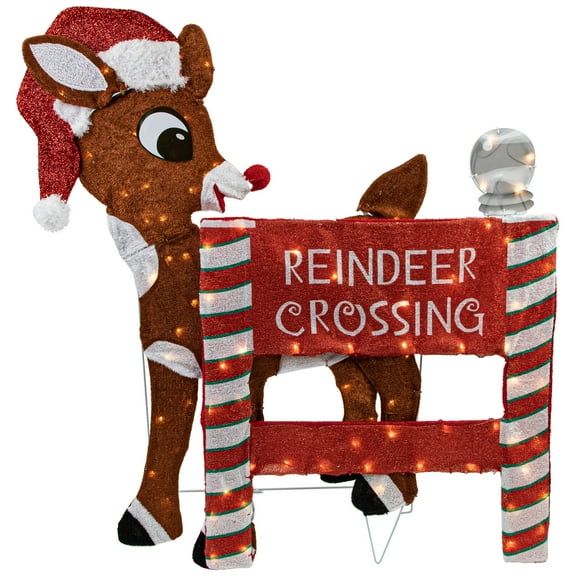 Northlight LED Lighted Rudolph Reindeer Crossing Outdoor Christmas Sign - 36" - Warm White