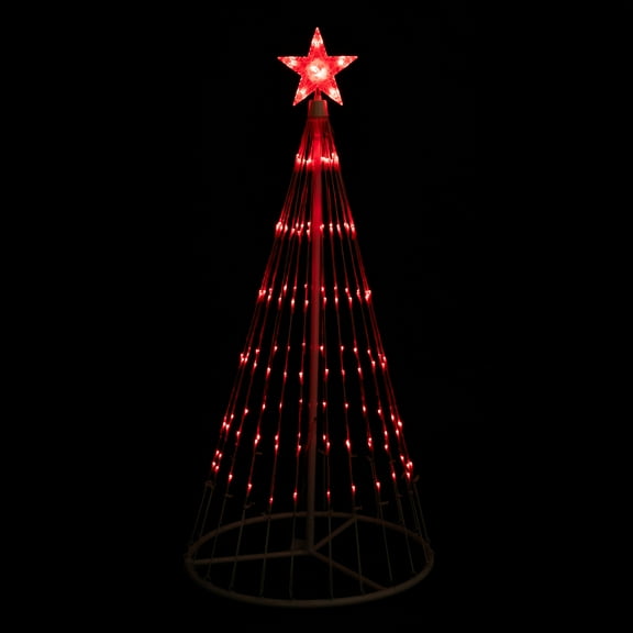 Northlight LED Lighted Show Cone Tree with Star Outdoor Christmas Decoration - 4' - Red