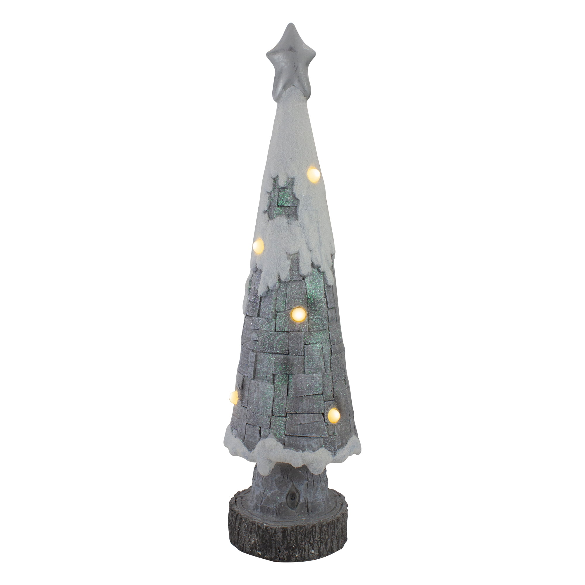 Northlight LED Lighted Snow Cap Christmas Tree with Star Topper - 29" - Gray and White