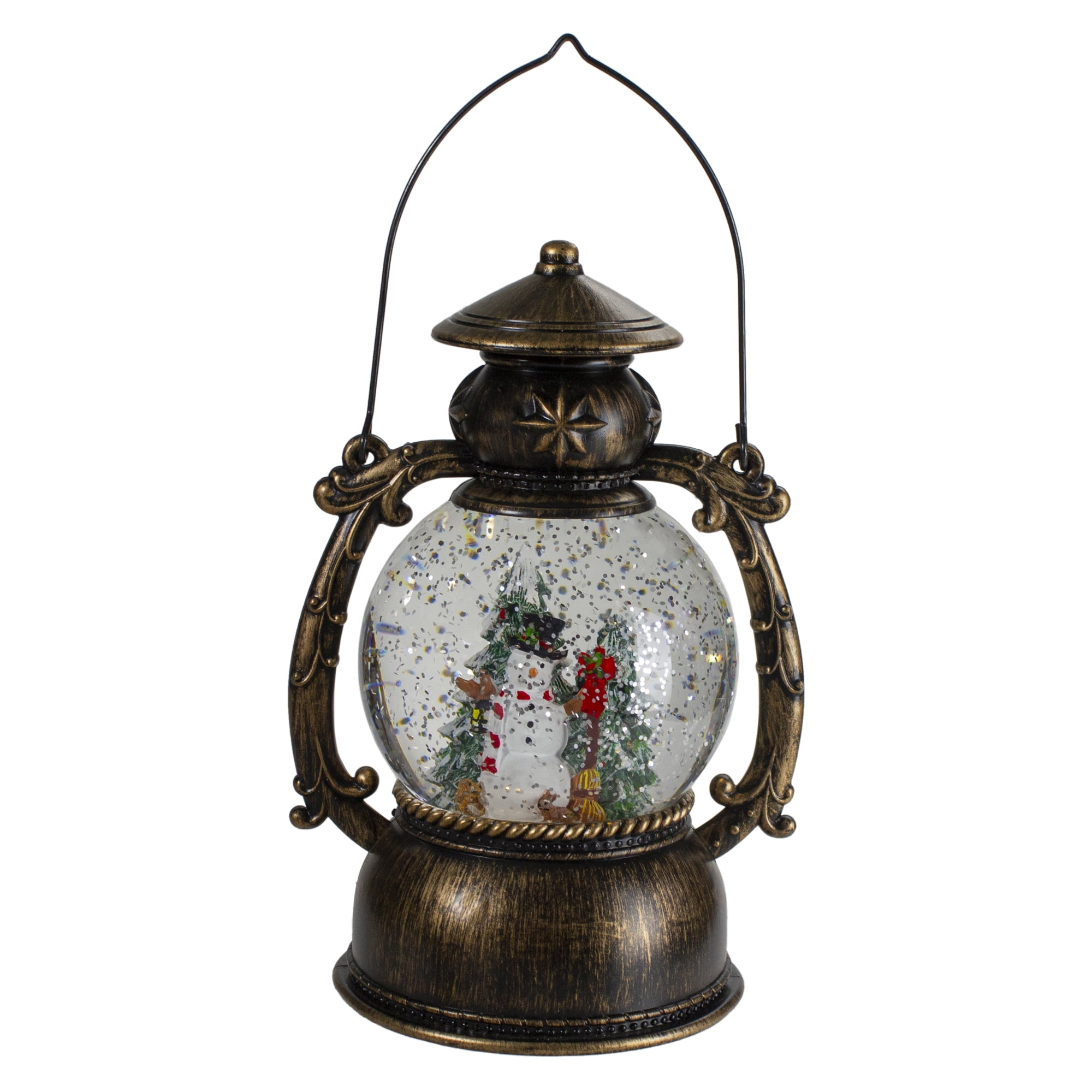 Northlight LED Lighted Snowman and Christmas Trees Snow Globe Lantern - 8"