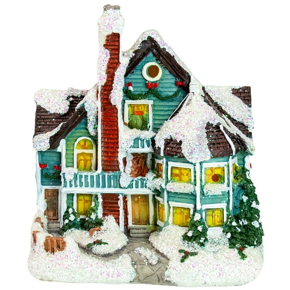 Northlight LED Lighted Snowy House Christmas Village Decoration - 5.5" - Green