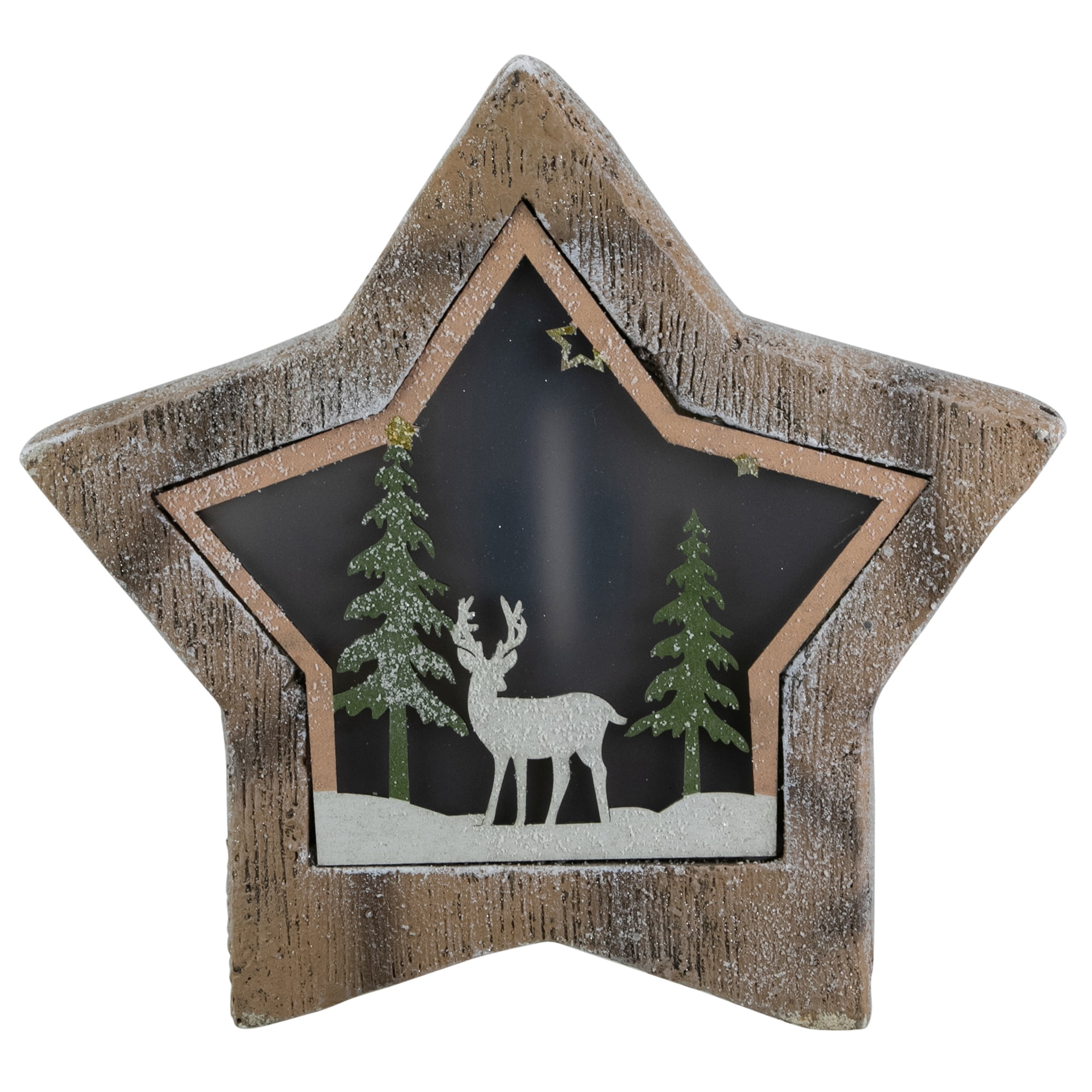Northlight LED Lighted Star with Reindeer in the Woods Scene Christmas Decoration - 13.25"