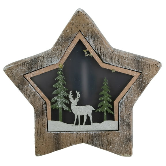 Northlight LED Lighted Star with Reindeer in the Woods Scene Christmas Decoration - 13.25"