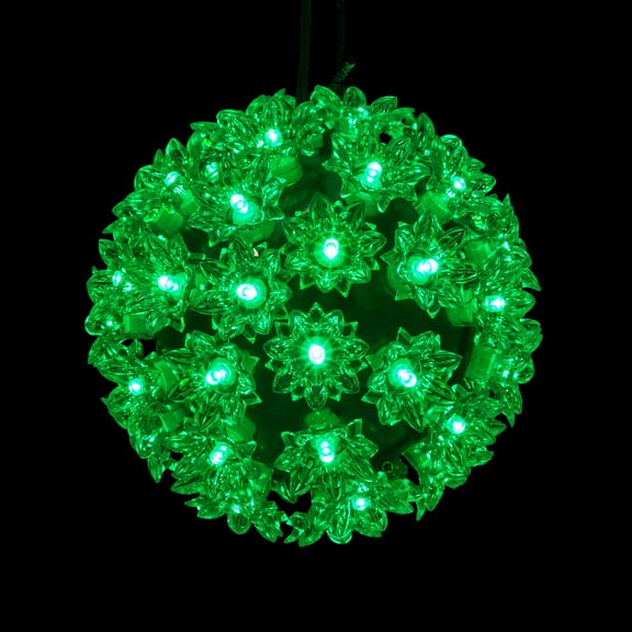Northlight LED Lighted Starlight Floral Sphere Outdoor Hanging Christmas Decoration- 6" - Green