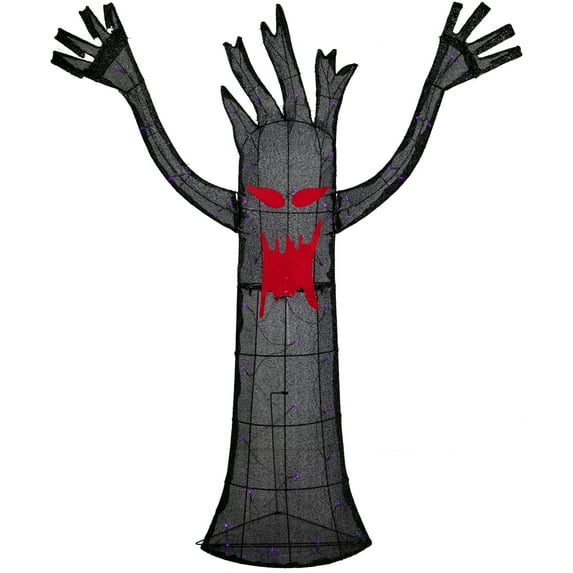 Northlight LED Lighted Terrifying Tree Outdoor Halloween Decoration - 55" - Purple Lights