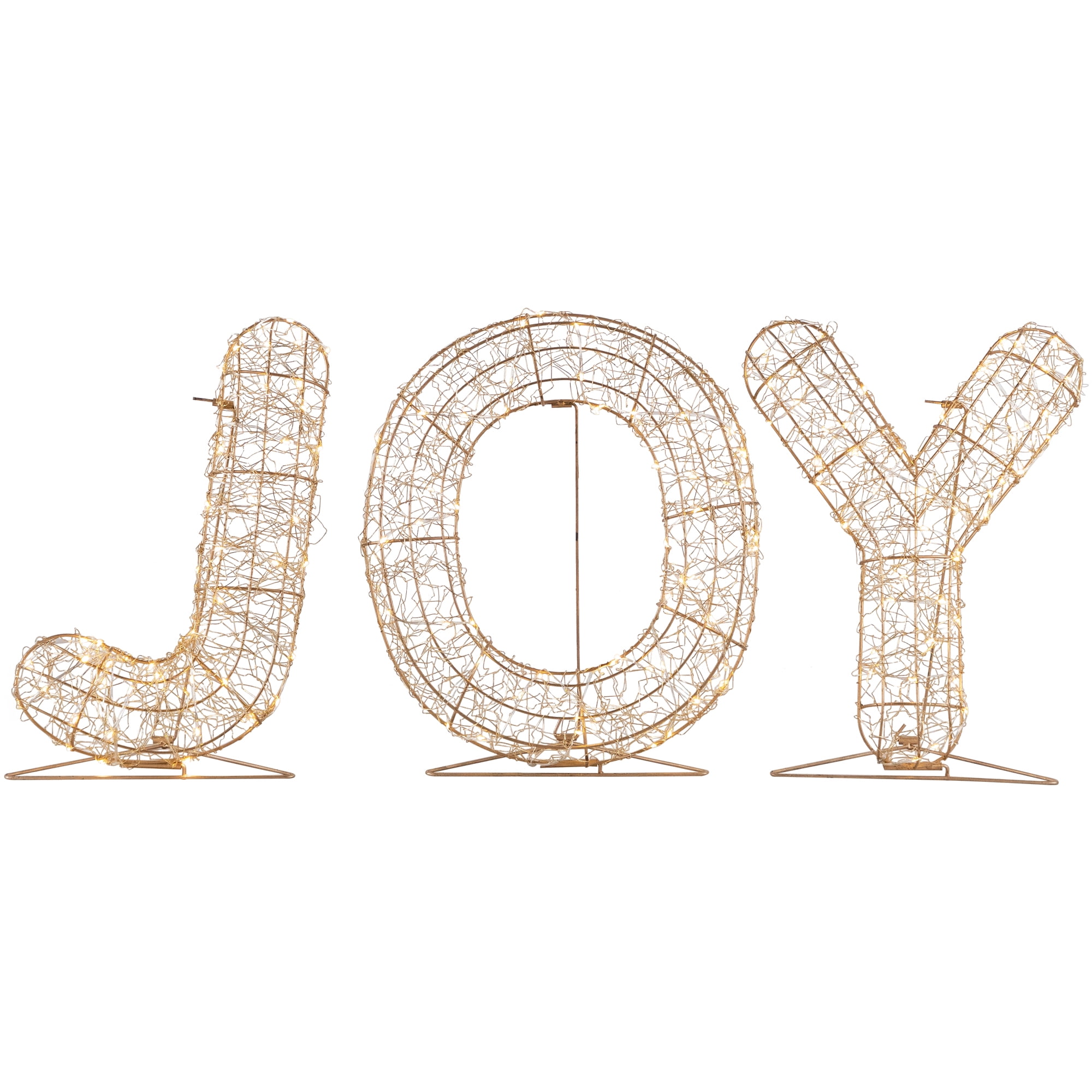 Northlight LED Lighted Twinkle "Joy" Metal Wire Outdoor Christmas Decoration - 16" - Gold