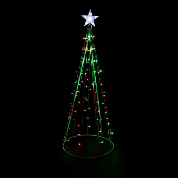 Northlight LED Lighted Twinkle Outdoor Christmas Cone Tree - 5' - Red and Green Lights