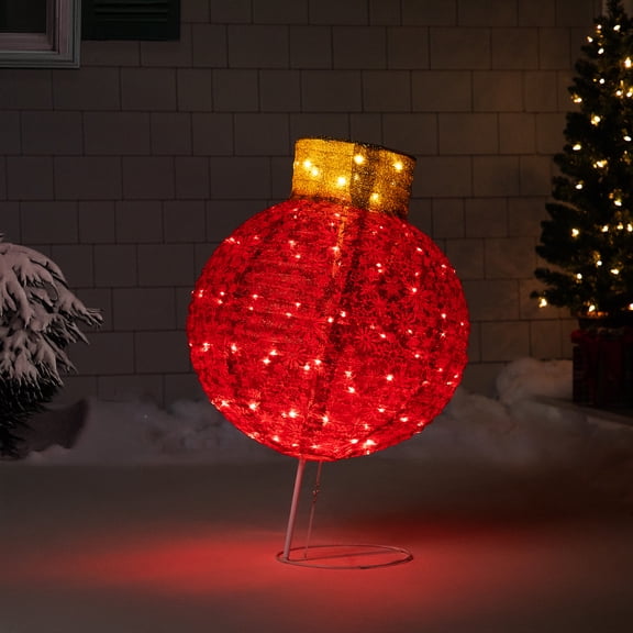 Northlight LED Lighted Twinkling Tinsel Ball Ornament Outdoor Commercial Christmas Decoration - 36"