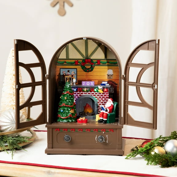 Northlight LED Lighted and Musical Retro Radio with Santa Scene Christmas Decoration - 12.5"