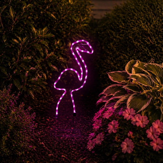 Northlight LED Rope Lighted Flamingo Silhouette Outdoor Decoration - 24" - Pink Lights