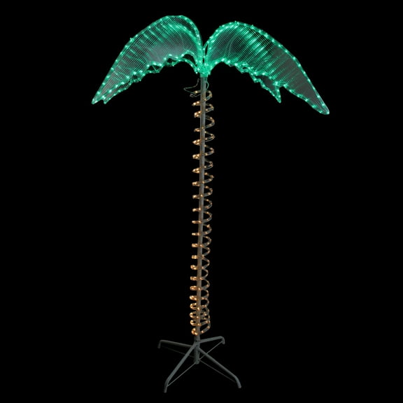 Northlight LED Rope Lighted Palm Tree Outdoor Decoration - 4.5' - Green and Clear Lights