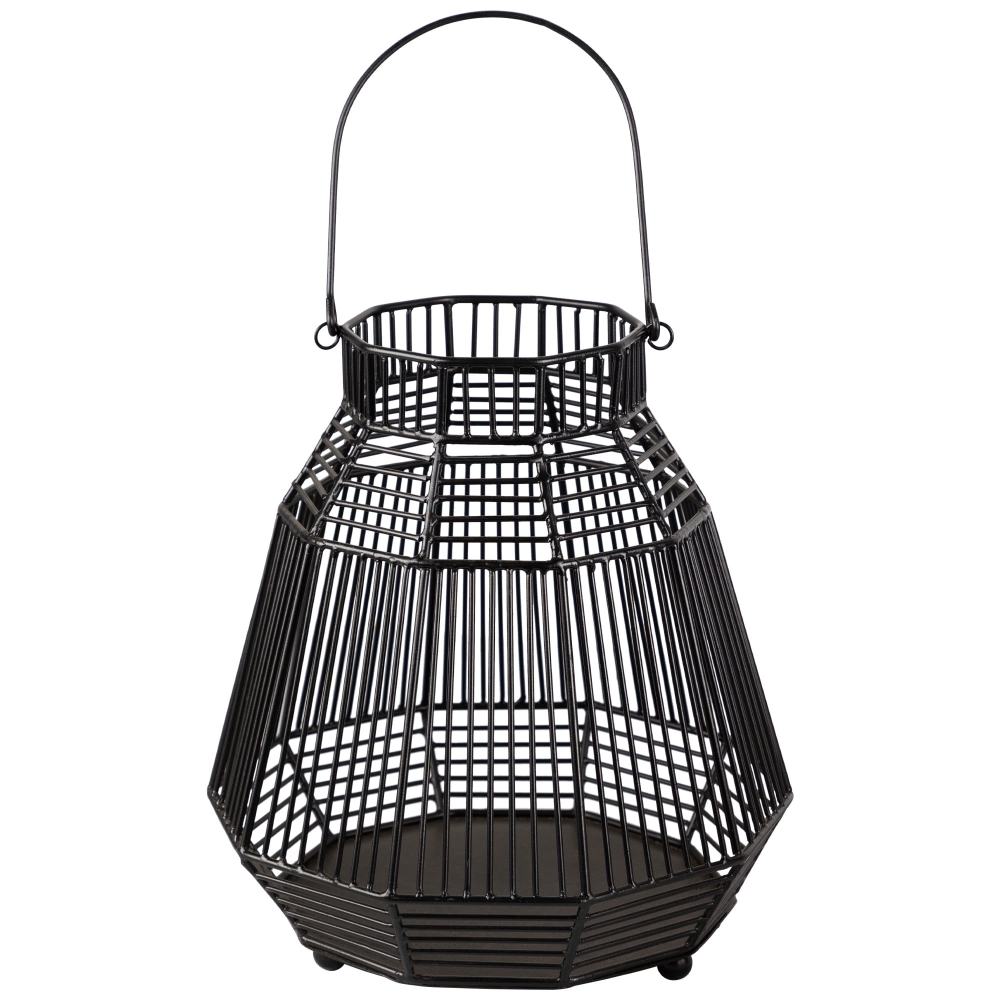 Large Black Iron Geometric Hanging Hurricane Candle Lantern