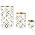 thumbnail image 1 of Northlight Laser-Cut Diamond Pattern Iron Candle Holders - 10" - White and Gold Finish - Set of 3, 1 of 6