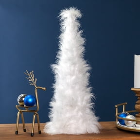Northlight Layered Wispy Feather Cone Tree Christmas Decoration - 19.5" - Winter White