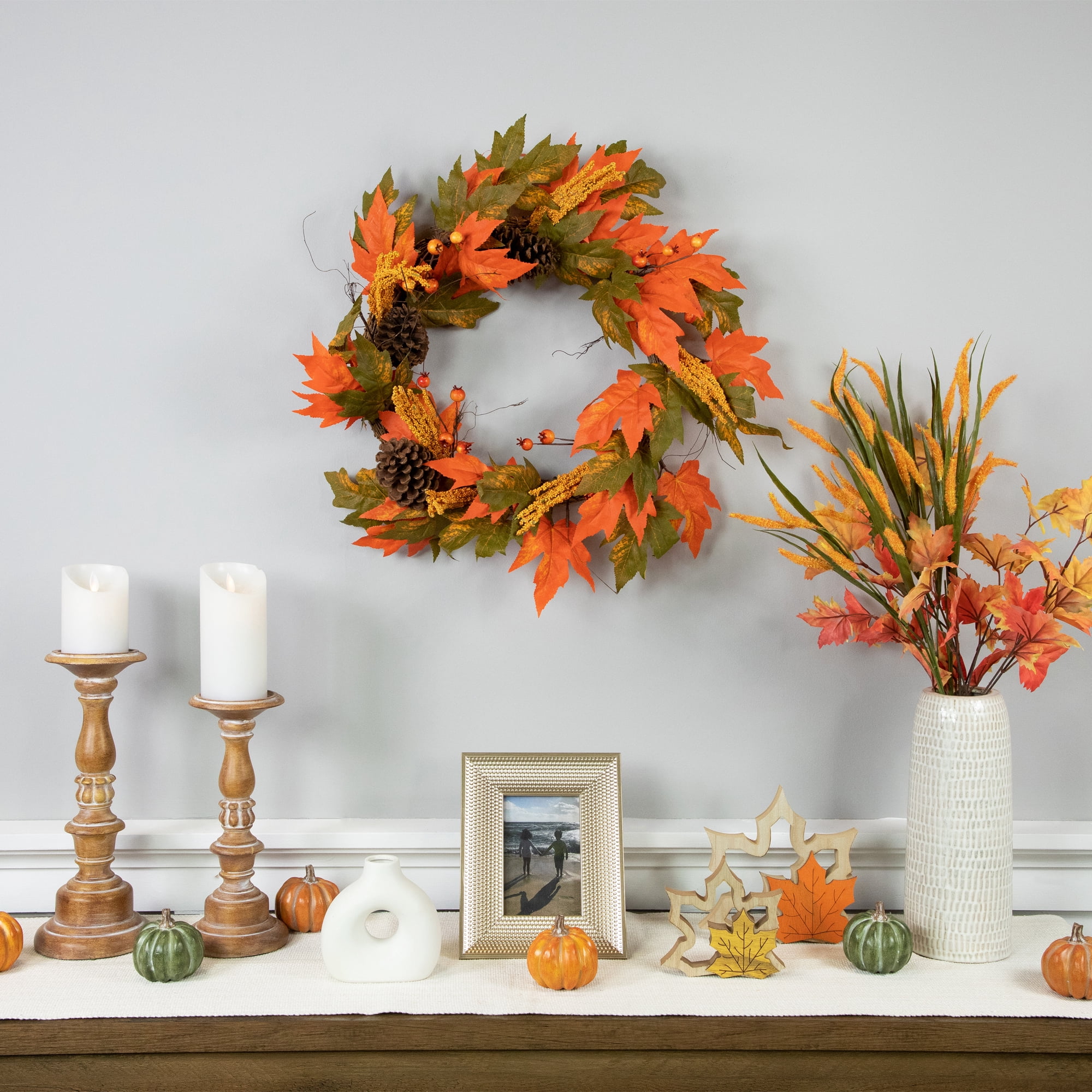 Northlight Maple Leaves Pinecones and Berries Artificial Fall Harvest ...