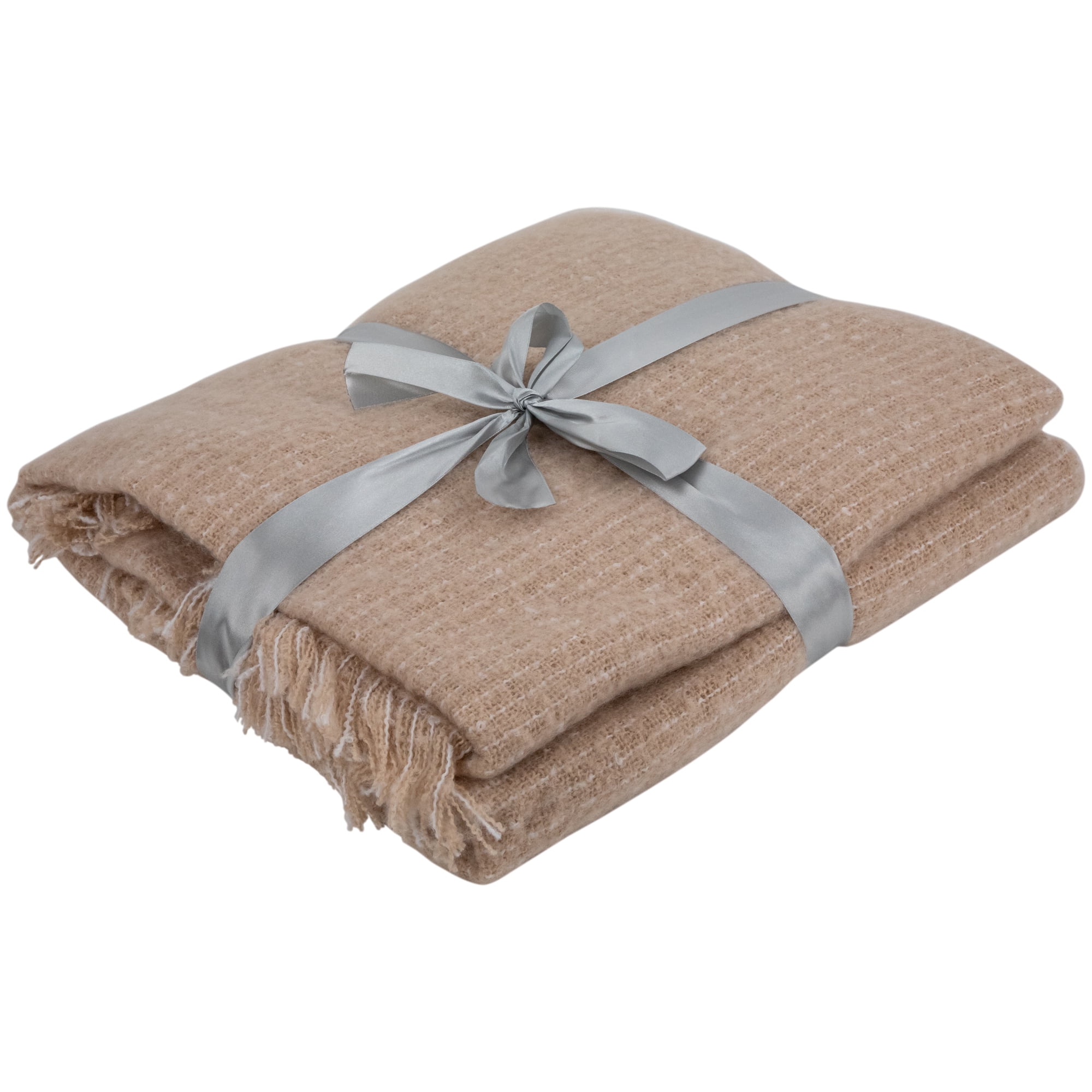 Northlight Light Coffee Throw Blanket with Fringe 50" x 60"