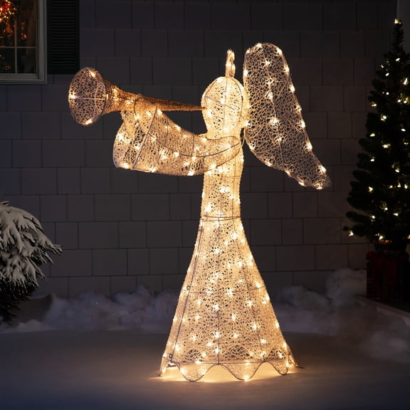 Northlight Lighted 3D Trumpeting Angel Outdoor Christmas Decoration - 44" - Clear Lights