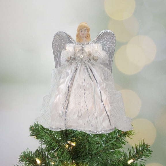 Northlight Lighted Angel with Wings Christmas Tree Topper - 12" - Clear Lights