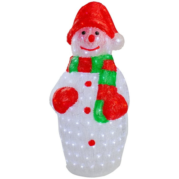 Northlight Lighted Commercial Grade Acrylic Outdoor Christmas Snowman - 34" - Pure White
