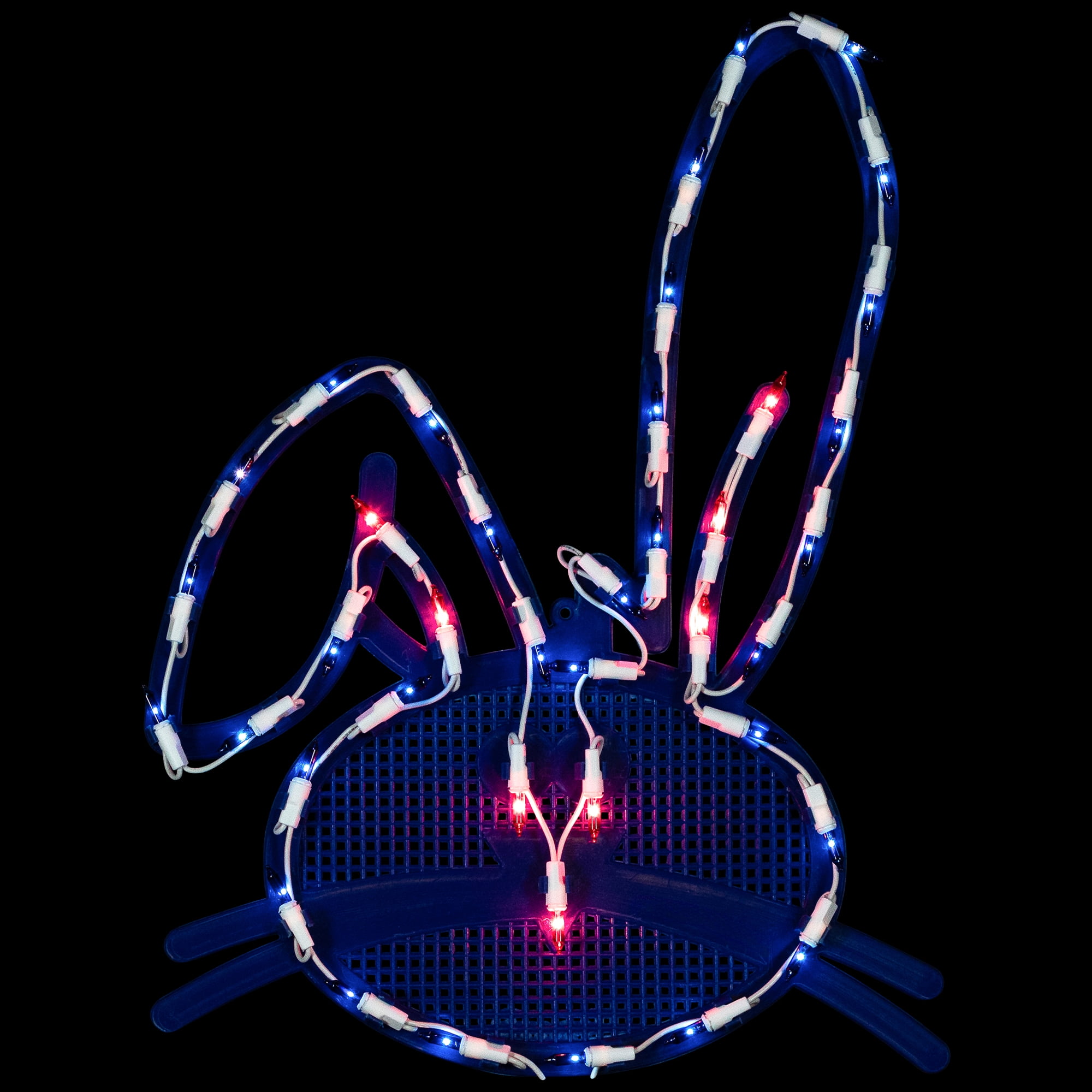 Northlight Lighted Bunny Head Easter Window Decoration - 17" - Blue