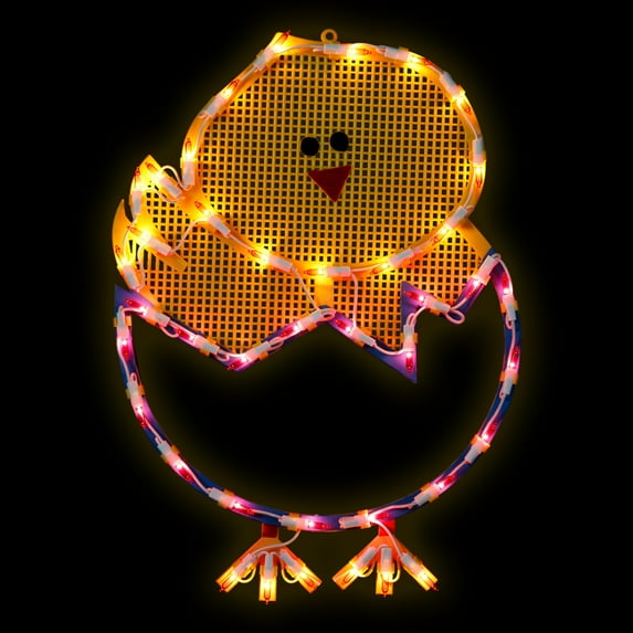 Northlight Lighted Hatching Baby Chick in Egg Easter Window Decoration - 17"