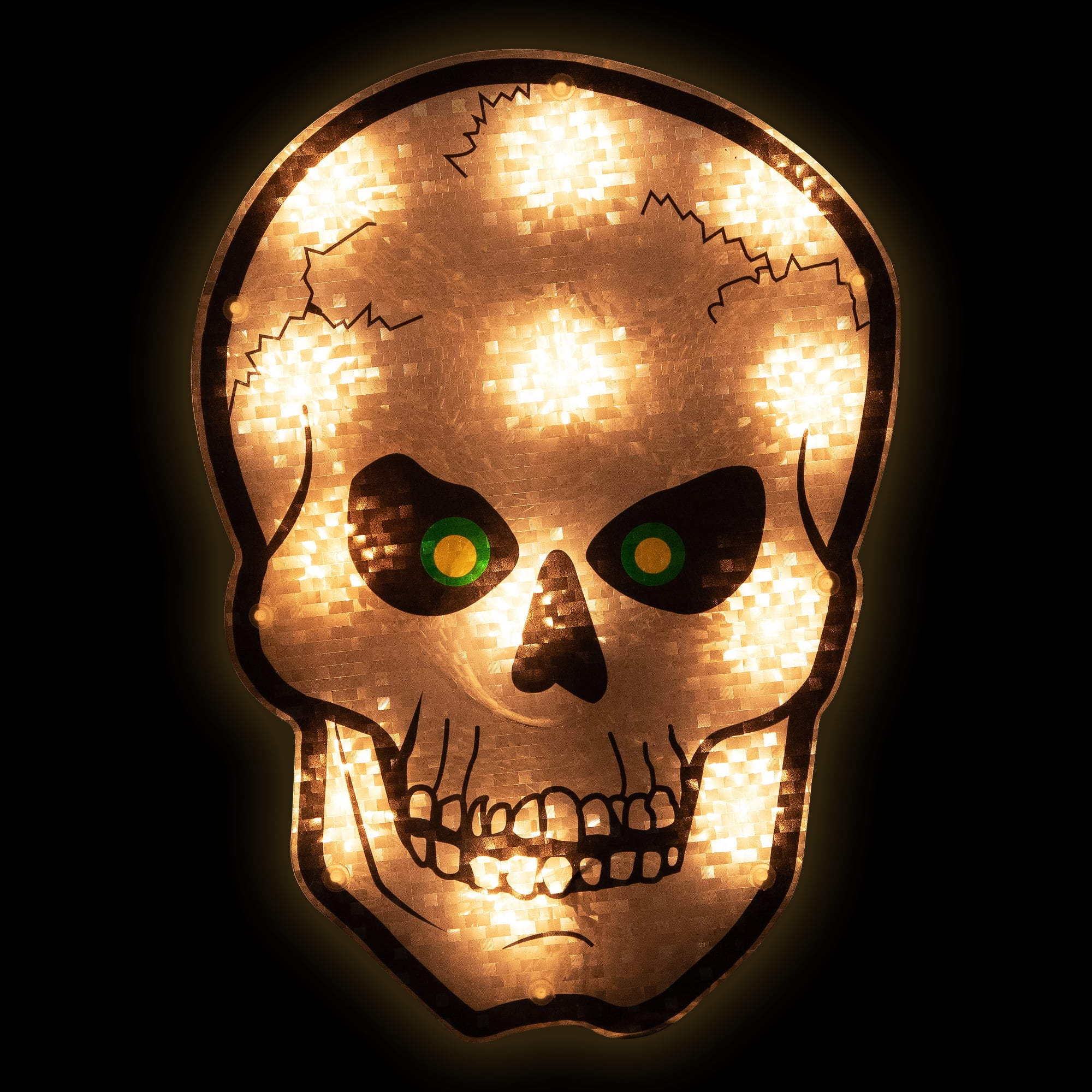 Northlight Lighted Holographic Halloween Skull Window Silhouette