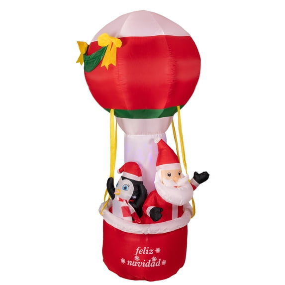 Northlight Lighted Inflatable Feliz Navidad Hot Air Balloon Outdoor Christmas Decoration - 8'