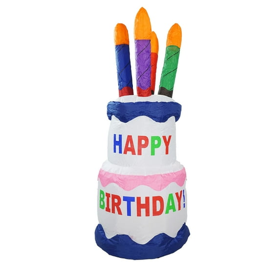 Northlight Lighted Inflatable Happy Birthday Cake Outdoor Decoration - 4'