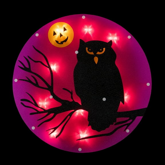 Northlight Lighted Owl Halloween Window Silhouette - 13.75" - Clear Lights