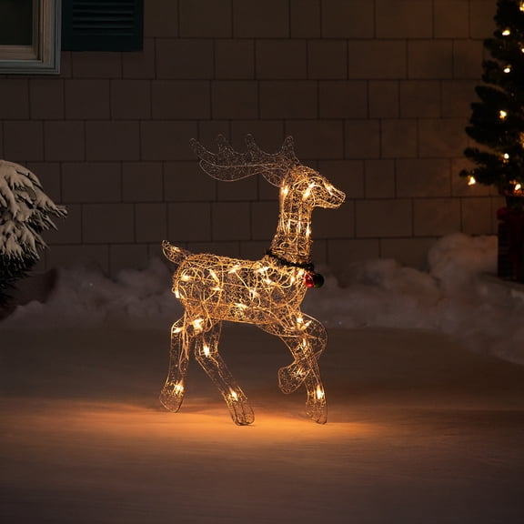 Northlight Lighted Prancing Reindeer Christmas Outdoor Decoration - 25.5" - Clear Lights
