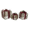 thumbnail image 1 of Northlight Lighted Rattan Christmas Gift Boxes with Pinecones - LED Warm White - Set of 3, 1 of 3