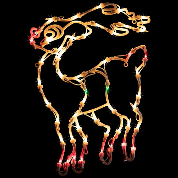 Northlight Lighted Reindeer Christmas Window Silhouette - 18" - White - Multicolor Lights