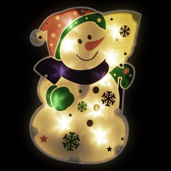 Northlight Lighted Snowflake Snowman Christmas Window Silhouette - 12.5" - Clear Lights