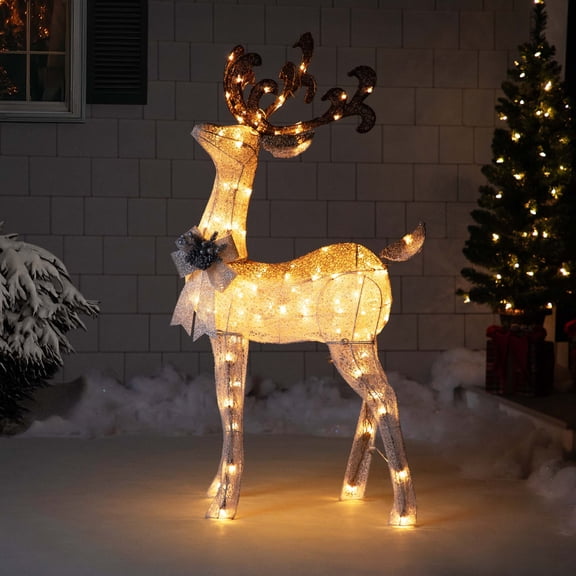 Northlight LED Lighted Standing Buck Outdoor Christmas Yard Decoration - 48" - Warm White Lights
