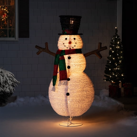 Northlight Lighted Tinsel Snowman Outdoor Christmas Decoration - 60" - Warm White Lights