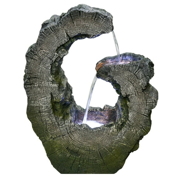 Northlight Lighted Tree Trunk Waterfall Outdoor Garden Water Fountain - 26"